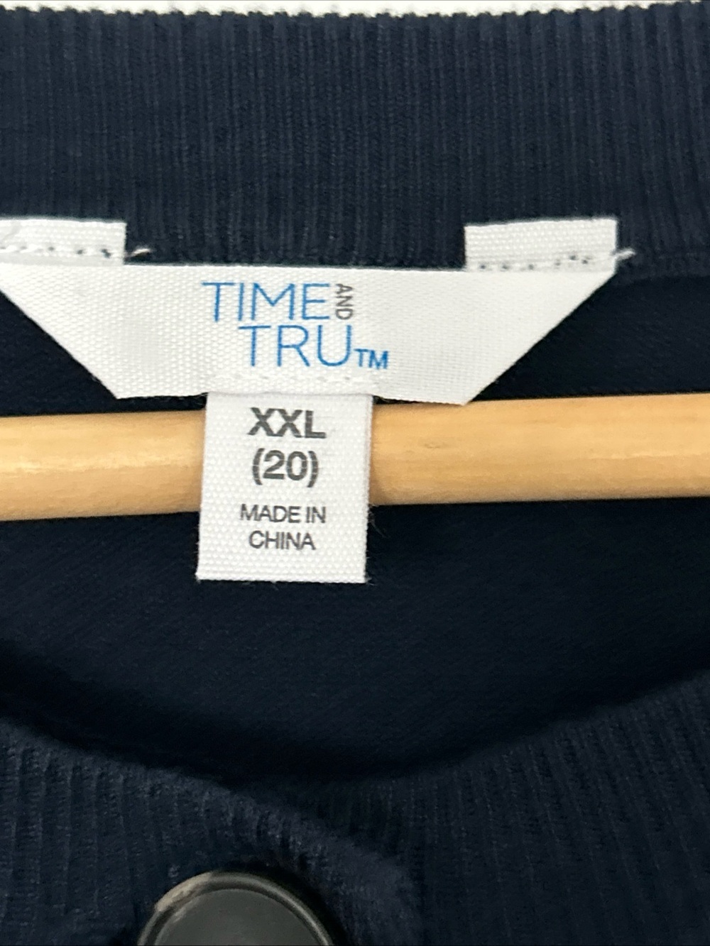 Time and Tru Women's Crewneck Cardigan Short Sleeves, Lightweight, XXL Navy, NWT - Picture 3 of 5